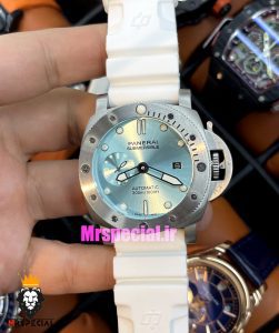 ساعت مردانه پنرای اتوماتیک بند رابر سفید صفحه تیفانی 021402 Panerai Luminor Submersible 