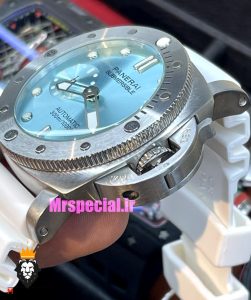 ساعت مردانه پنرای اتوماتیک بند رابر سفید صفحه تیفانی 021402 Panerai Luminor Submersible 