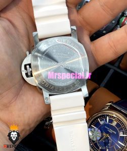 ساعت مردانه پنرای اتوماتیک بند رابر سفید صفحه تیفانی 021402 Panerai Luminor Submersible 