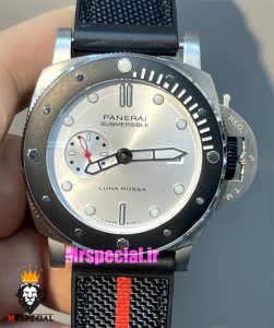 ساعت مردانه پنرای اتوماتیک بند رابر مشکی قرمز صفحه سفید 021404 Panerai Luminor Submersible 