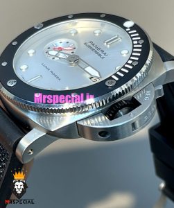 ساعت مردانه پنرای اتوماتیک بند رابر مشکی قرمز صفحه سفید 021404 Panerai Luminor Submersible 