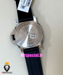 ساعت مردانه پنرای اتوماتیک بند رابر مشکی قرمز صفحه سفید 021404 Panerai Luminor Submersible 