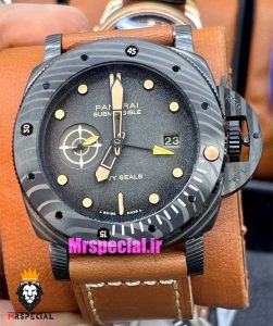 ساعت مردانه پنرای اتوماتیک بند چرم قهوه ای صفحه مشکی 021405 Panerai Luminor Submersible 