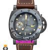 ساعت مردانه پنرای اتوماتیک بند چرم قهوه ای صفحه مشکی 021405 Panerai Luminor Submersible