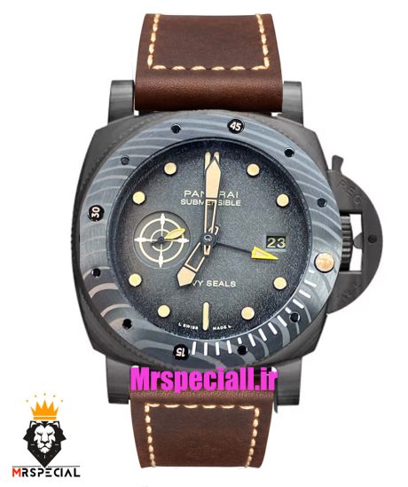 ساعت مردانه پنرای اتوماتیک بند چرم قهوه ای صفحه مشکی 021405 Panerai Luminor Submersible