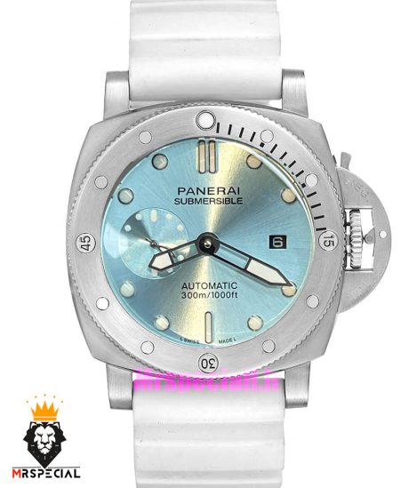 ساعت مردانه پنرای اتوماتیک بند رابر سفید صفحه تیفانی 021402 Panerai Luminor Submersible