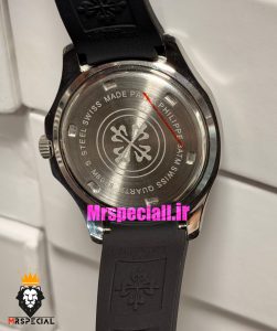 ساعت مردانه پتک فیلیپ اکوانات کوارتز بند رابر مشکی صفحه مشکی 021717 Patek Philippe Aquanaut