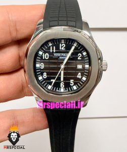 ساعت مردانه پتک فیلیپ اکوانات کوارتز بند رابر مشکی صفحه مشکی 021717 Patek Philippe Aquanaut