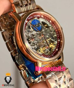 ساعت پتک فیلیپ مردانه اتوماتیک بند استیل رزگلد صفحه اسکلتون Patek Philippe 021721