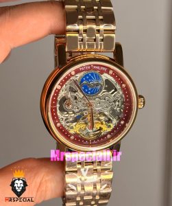 ساعت پتک فیلیپ مردانه اتوماتیک بند استیل رزگلد صفحه اسکلتون Patek Philippe 021721