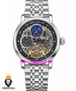 ساعت پتک فیلیپ مردانه اتوماتیک بند استیل صفحه اسکلتون Patek Philippe 021722