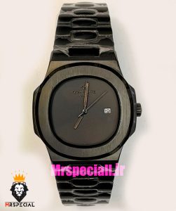 ساعت پتک فیلیپ مردانه ناتیلوس مشکی بند استیل صفحه مشکی Patek Philippe NUATILOS 021696 