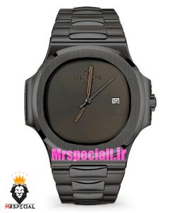 ساعت پتک فیلیپ مردانه ناتیلوس مشکی بند استیل صفحه مشکی Patek Philippe NUATILOS 021696