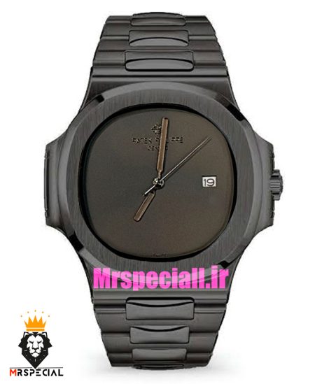 ساعت پتک فیلیپ مردانه ناتیلوس مشکی بند استیل صفحه مشکی Patek Philippe NUATILOS 021696