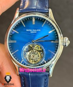 ساعت پتک فیلیپ مردانه اتوماتیک چرم ابی صفحه ابی Patek Philippe 021555