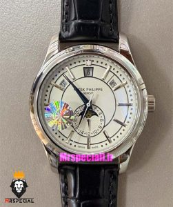 ساعت پتک فیلیپ مردانه دی دیت اتوماتیک چرم صفحه سفید Patek Philippe Day date Moon Phase 021579