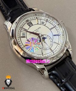 ساعت پتک فیلیپ مردانه دی دیت اتوماتیک چرم صفحه سفید Patek Philippe Day date Moon Phase 021579