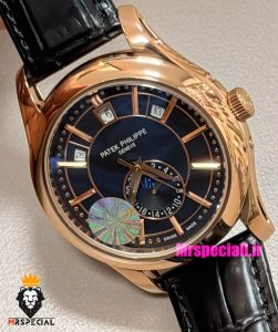 ساعت پتک فیلیپ مردانه دی دیت اتوماتیک رزگلد صفحه مشکی Patek Philippe Day date Moon Phase 021581