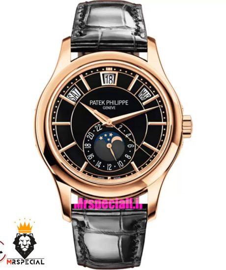 ساعت پتک فیلیپ مردانه دی دیت اتوماتیک رزگلد صفحه مشکی Patek Philippe Day date Moon Phase 021581