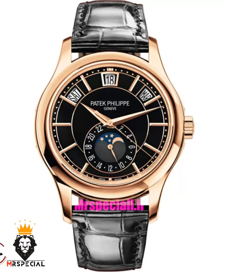 ساعت پتک فیلیپ مردانه دی دیت اتوماتیک رزگلد صفحه مشکی Patek Philippe Day date Moon Phase 021581