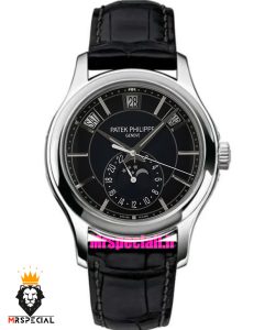 ساعت پتک فیلیپ مردانه دی دیت اتوماتیک چرم صفحه مشکی Patek Philippe Day date Moon Phase 021578