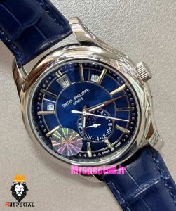 ساعت پتک فیلیپ مردانه دی دیت اتوماتیک چرم صفحه ابی Patek Philippe Day date Moon Phase 021580