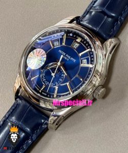 ساعت پتک فیلیپ مردانه دی دیت اتوماتیک چرم صفحه ابی Patek Philippe Day date Moon Phase 021580