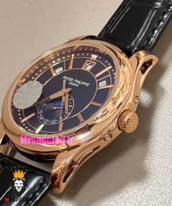 ساعت پتک فیلیپ مردانه دی دیت اتوماتیک رزگلد صفحه مشکی Patek Philippe Day date Moon Phase 021581