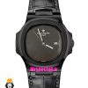 ساعت پتک فیلیپ مردانه مدل ناتیلوس بند چرم صفحه مشکی Patek Philippe NUATILOS 021594