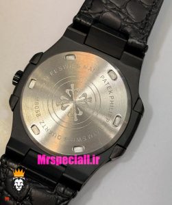 ساعت پتک فیلیپ مردانه مدل ناتیلوس بند چرم صفحه مشکی Patek Philippe NUATILOS 021594