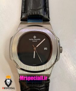 ساعت پتک فیلیپ مردانه مدل ناتیلوس بند چرم صفحه مشکی Patek Philippe NUATILOS 021595 