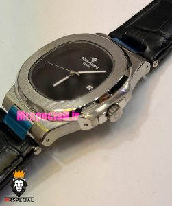 ساعت پتک فیلیپ مردانه مدل ناتیلوس بند چرم صفحه مشکی Patek Philippe NUATILOS 021595 