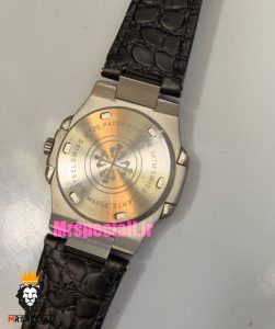 ساعت پتک فیلیپ مردانه مدل ناتیلوس بند چرم صفحه مشکی Patek Philippe NUATILOS 021595 
