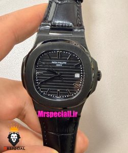 ساعت پتک فیلیپ مردانه ناتیلوس اتوماتیک چرم مشکی صفحه مشکی Patek Philippe NUATILOS 021576