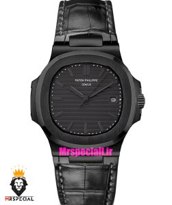 ساعت پتک فیلیپ مردانه ناتیلوس اتوماتیک چرم مشکی صفحه مشکی Patek Philippe NUATILOS 021576