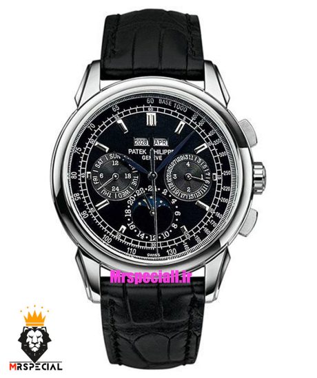ساعت مردانه پتک فیلیپ دی دیت اتوماتیک بند چرم مشکی صفحه مشکی Patek Philippe Day Date 0998