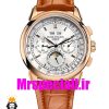 ساعت مردانه پتک فیلیپ دی دیت اتوماتیک رزگلد بند چرم قهوه ای صفحه سفید 0997 Patek Philippe Day Date