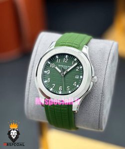 ساعت مردانه پتک فیلیپ اکوانات اتوماتیک بند رابر صفحه سبز 021656 Patek Philippe Aquanaut 