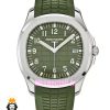 ساعت مردانه پتک فیلیپ اکوانات اتوماتیک بند رابر صفحه سبز 021656 Patek Philippe Aquanaut
