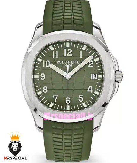 ساعت مردانه پتک فیلیپ اکوانات اتوماتیک بند رابر صفحه سبز 021656 Patek Philippe Aquanaut