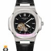 ساعت پتک فیلیپ مردانه ناتیلوس اتوماتیک بند چرم مشکی صفحه مشکی Patek Philippe NUATILOS 021664