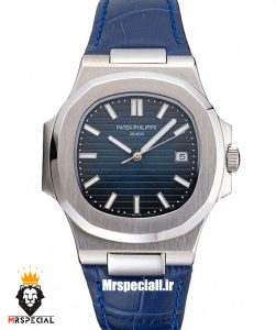 ساعت پتک فیلیپ مردانه مدل ناتیلوس اتوماتیک بند چرم ابی صفحه ابی Patek Philippe NUATILOS 021256