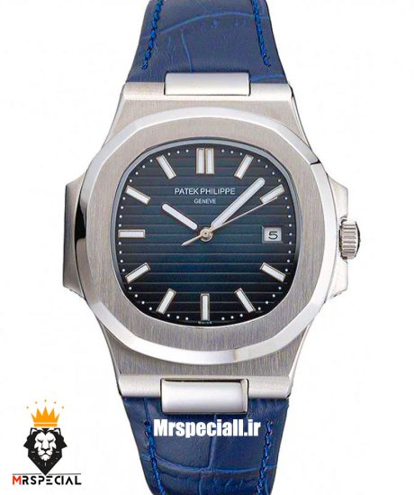 ساعت پتک فیلیپ مردانه مدل ناتیلوس اتوماتیک بند چرم ابی صفحه ابی Patek Philippe NUATILOS 021256