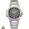 ساعت پتک فیلیپ زنانه مدل ناتیلوس کوارتز استیل قاب نگین صفحه طوسی Patek Philippe NUATILOS 021269