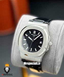 ساعت پتک فیلیپ مردانه مدل ناتیلوس اتوماتیک بند چرم مشکی صفحه مشکی Patek Philippe NUATILOS 021255