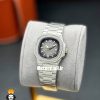 ساعت پتک فیلیپ زنانه مدل ناتیلوس کوارتز استیل قاب نگین صفحه طوسی Patek Philippe NUATILOS 021269