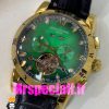ساعت پتک فیلیپ مردانه بند چرم توربیلون اتوماتیک طلایی صفحه سبز Patek Philippe 020812