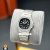 ساعت پتک فیلیپ زنانه مدل ناتیلوس کوارتز استیل قاب نگین صفحه مشکی Patek Philippe NUATILOS 021268