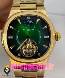 ساعت پتک فیلیپ مردانه مدل ناتیلوس اتومات طلایی صفحه سبز Patek Philippe NUATILOS 020878