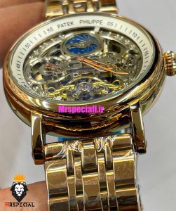ساعت پتک فیلیپ مردانه اتوماتیک بند استیل رزگلد صفحه اسکلتون Patek Philippe 0880